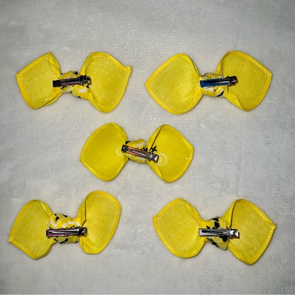 Yellow Paisley Rockabilly Bandana Knotted Hair Bow - Picture 10 of 11